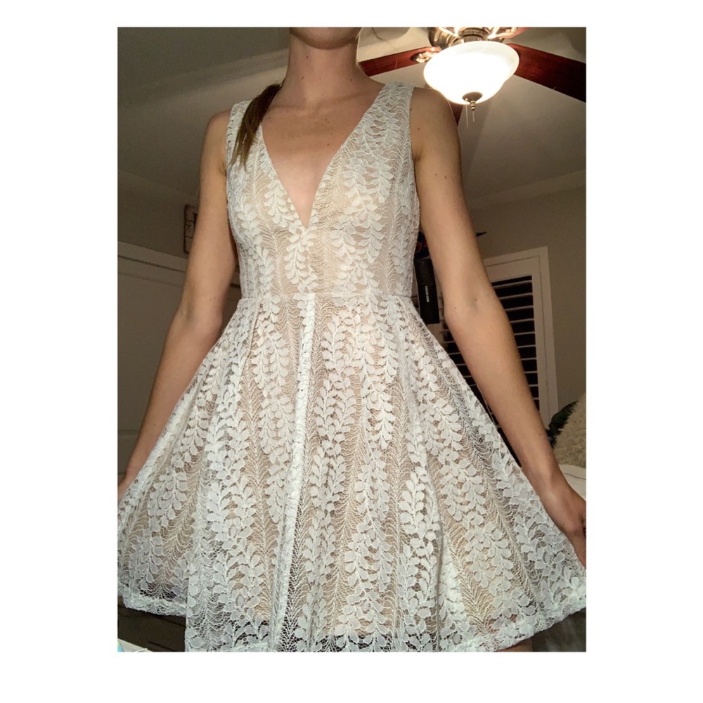All of My Heart White Lace Skater Dress from Lulus